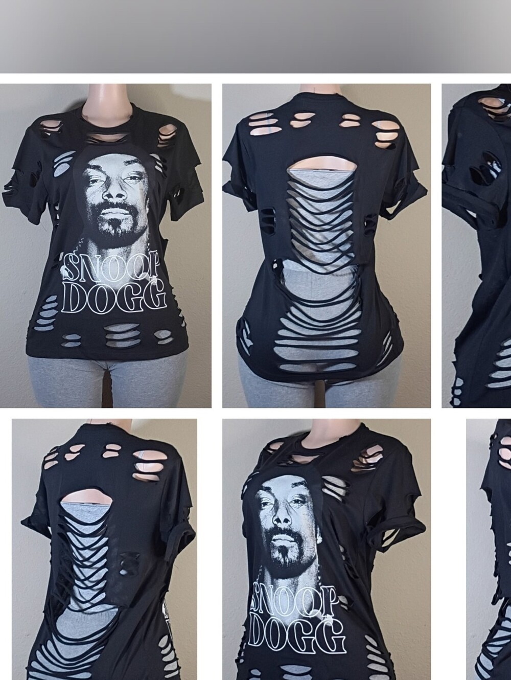 Black Distressed Snoop Dogg Custom Tee